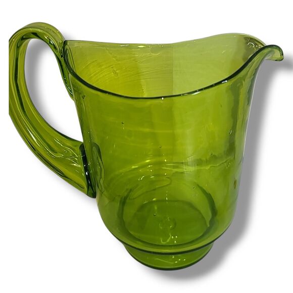 Vintage Blenko #7015s Olive Green Glass Pitcher - Picture 2 of 16